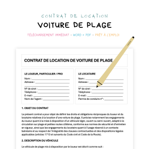 voiture de plage Contrat de location de voiture de plage