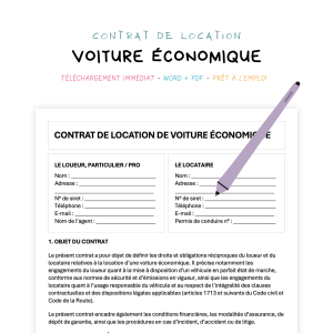 voiture économique Contrat de Location de Voiture Économique