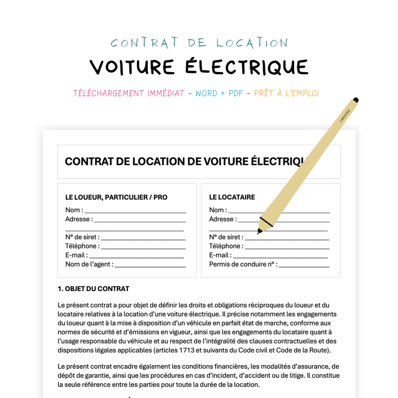 Contrat de Location de Voiture Électrique