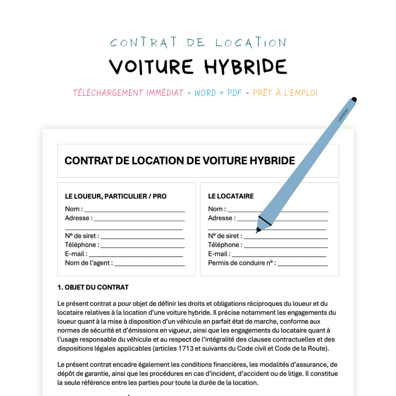 Contrat de Location de Voiture Hybride