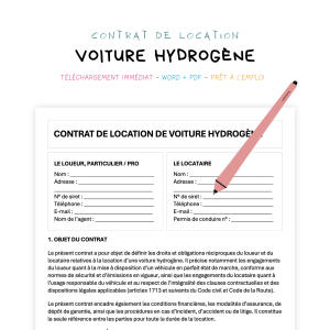 Contrat de Location de Voiture Hydrogène