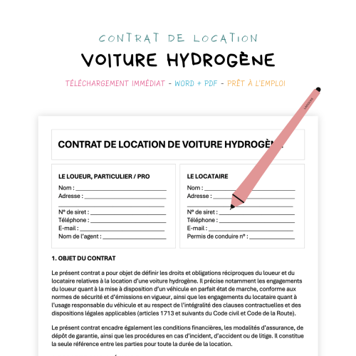 Contrat de Location de Voiture Hydrogène