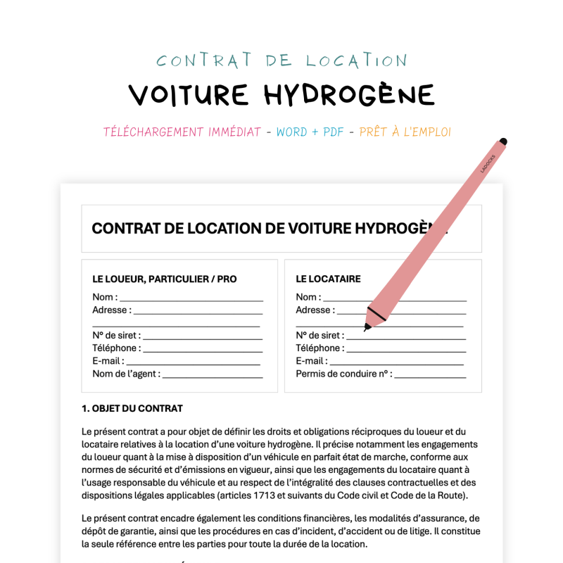 Contrat de Location de Voiture Hydrogène