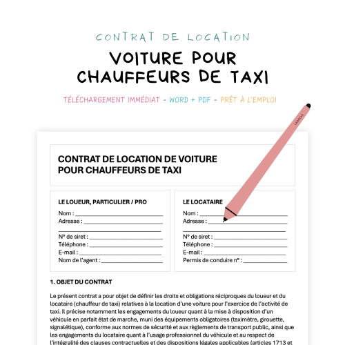 Contrat de Location de Voiture pour Chauffeurs de Taxi