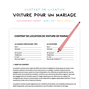 voiture pour un mariage Contrat de Location de Voiture pour un Mariage
