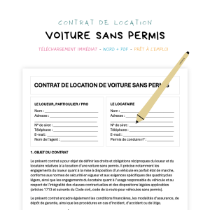 Contrat de Location de Voiture Sans Permis