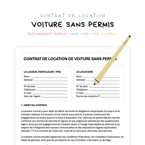 Contrat de Location de Voiture Sans Permis