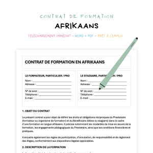 afrikaans Contrat de Formation en Langue Afrikaans