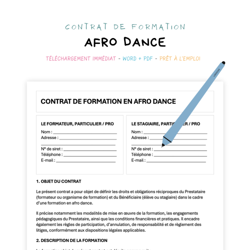 Contrat de Formation en Afro Dance