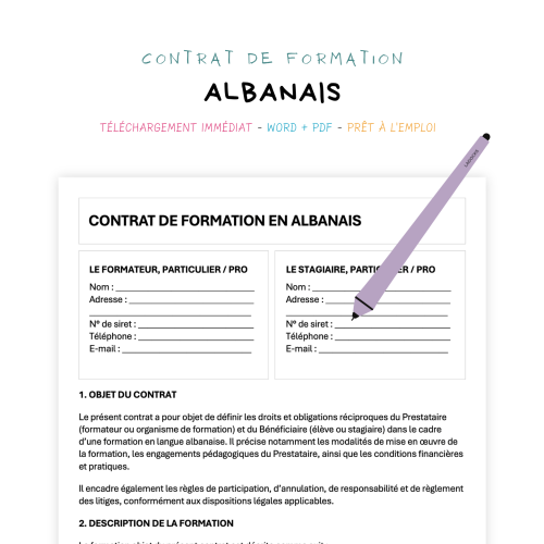 Contrat de Formation en Langue Albanaise