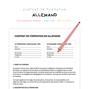 allemand Contrat de Formation en Langue Allemande