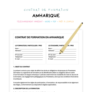 amharique Contrat de Formation en Langue Amharique