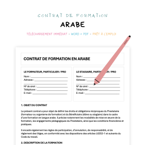 Contrat de Formation en Langue Arabe
