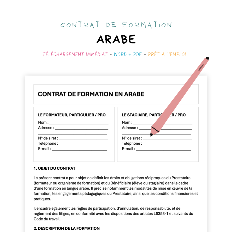 Contrat de Formation en Langue Arabe