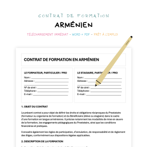 arménien Contrat de Formation en Langue Arménienne