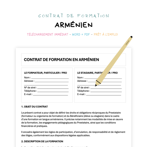 Contrat de Formation en Langue Arménienne