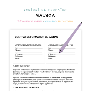 balboa Contrat de Formation en Balboa