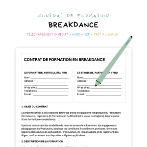 Contrat de Formation en Breakdance