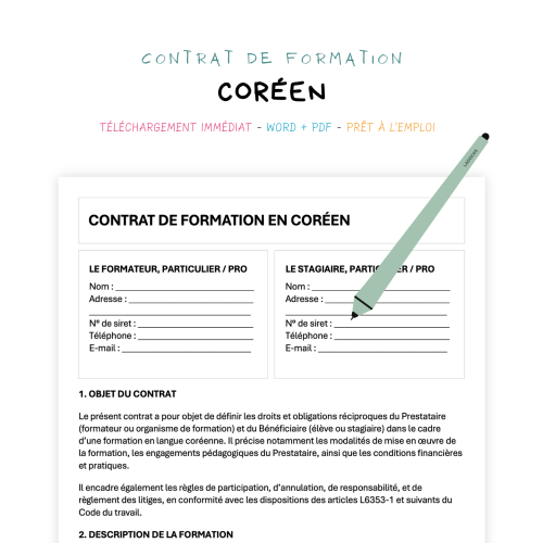 Contrat de Formation en Langue Coréenne