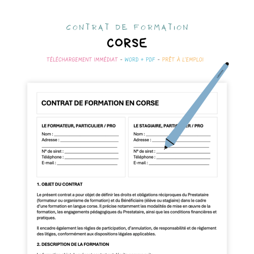 corse Contrat de Formation en Langue Corse