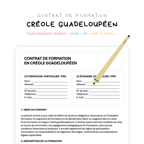 Contrat de Formation en Créole Guadeloupéen