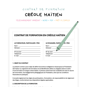 créole haïtien Contrat de Formation en Langue Créole Haïtienne