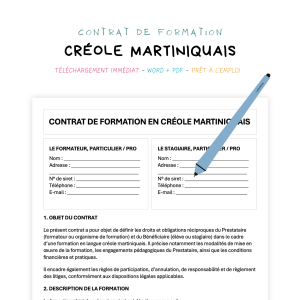 créole martiniquais Contrat de Formation en Créole Martiniquais