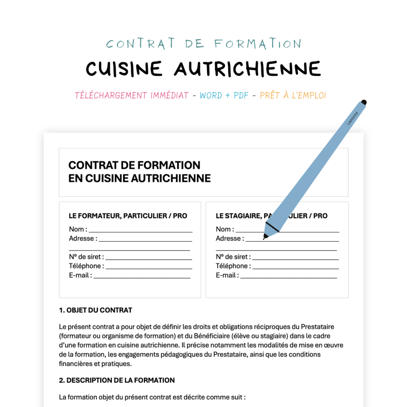 Contrat de Formation en Cuisine Autrichienne