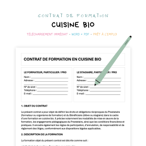 cuisine bio Contrat de Formation en Cuisine Bio