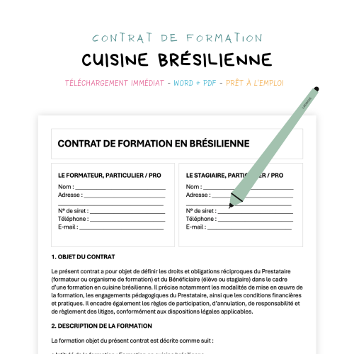 Contrat de Formation en Cuisine Brésilienne
