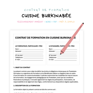 cuisine burkinabée Contrat de Formation en Cuisine Burkinabè