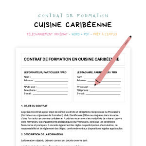 cuisine caribéenne Contrat de Formation en Cuisine Caribéenne