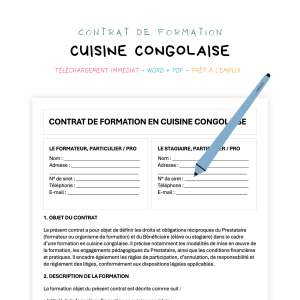 Contrat de Formation en Cuisine Congolaise