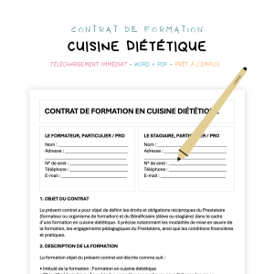 cuisine diététique Contrat de Formation en Cuisine Diététique