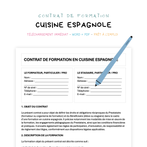 cuisine espagnole Contrat de Formation en Cuisine Espagnole