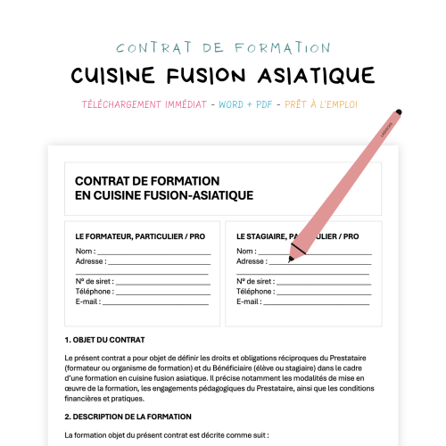 cuisine fusion asiatique Contrat de Formation en Cuisine Fusion Asiatique