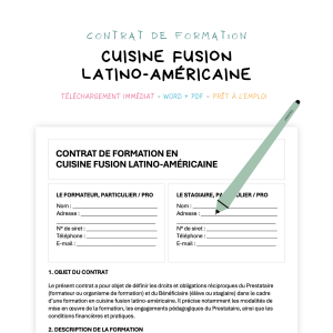 cuisine fusion latino-américaine Contrat de Formation en Cuisine Fusion Latino-Américaine