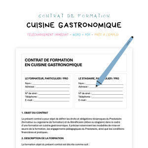 cuisine gastronomique Contrat de Formation en Cuisine Gastronomique