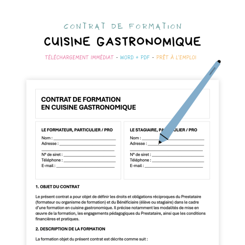cuisine gastronomique Contrat de Formation en Cuisine Gastronomique