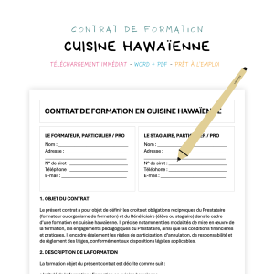 cuisine hawaïenne Contrat de Formation en Cuisine Hawaïenne