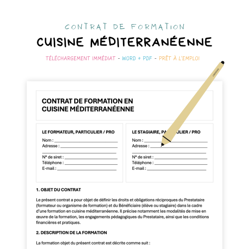 Contrat de Formation en Cuisine Méditerranéenne