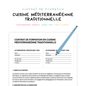 Contrat de Formation en Cuisine Méditerranéenne Traditionnelle