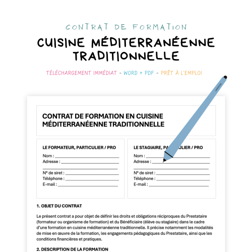cuisine méditerranéenne traditionnelle Contrat de Formation en Cuisine Méditerranéenne Traditionnelle