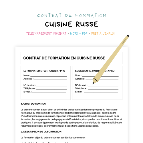 Contrat de Formation en Cuisine Russe