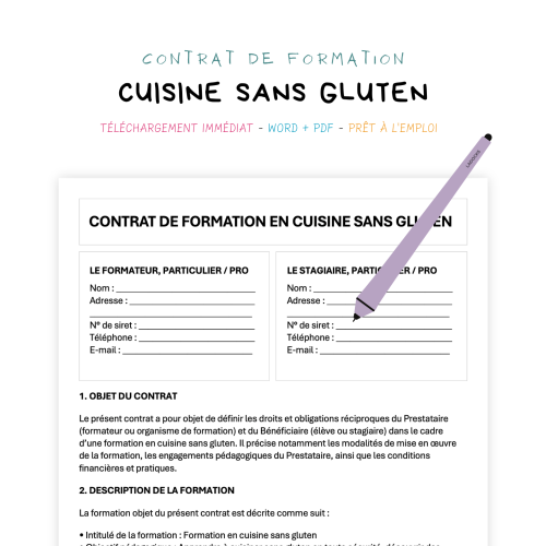 cuisine sans gluten Contrat de Formation en Cuisine Sans Gluten