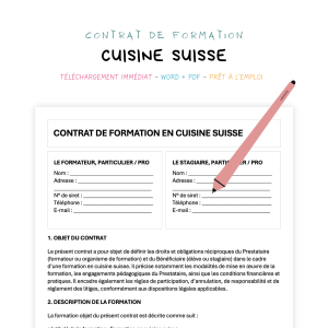 Contrat de Formation en Cuisine Suisse
