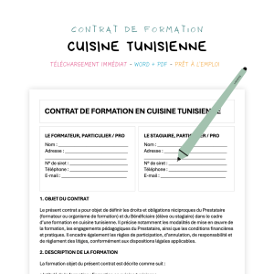cuisine tunisienne Contrat de Formation en Cuisine Tunisienne