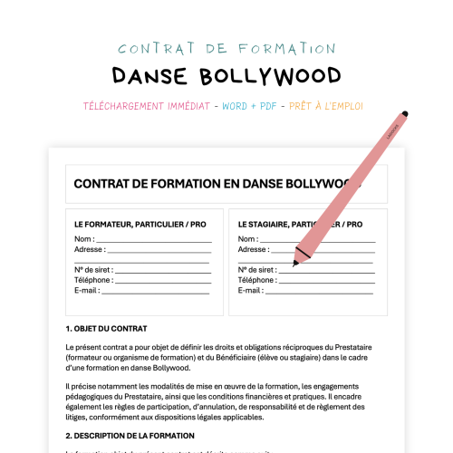 Contrat de Formation en Danse Bollywood