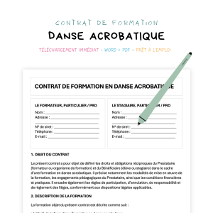 danse acrobatique Contrat de Formation en Danse Acrobatique