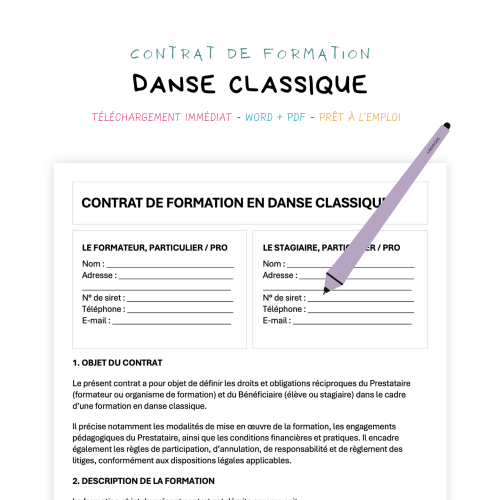 Contrat de Formation en Danse Classique